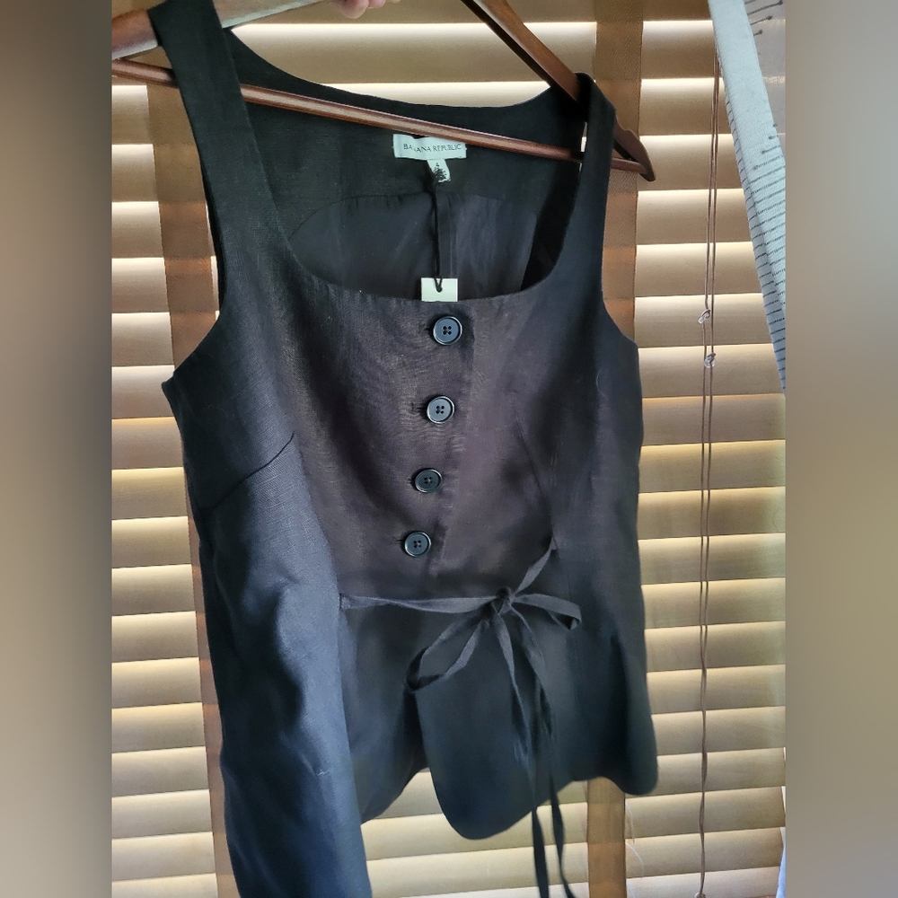 Black Linen Vest